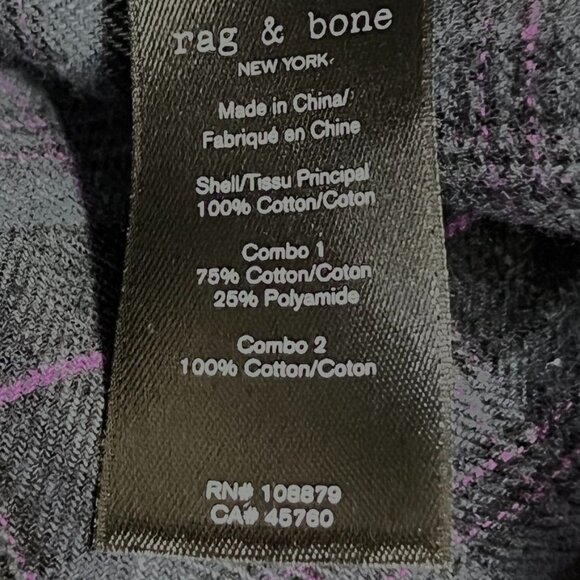 Rag & Bone Mens Pursuit Shirt Size M Checked Cotton Flannel Blue Plaid - Picture 12 of 14